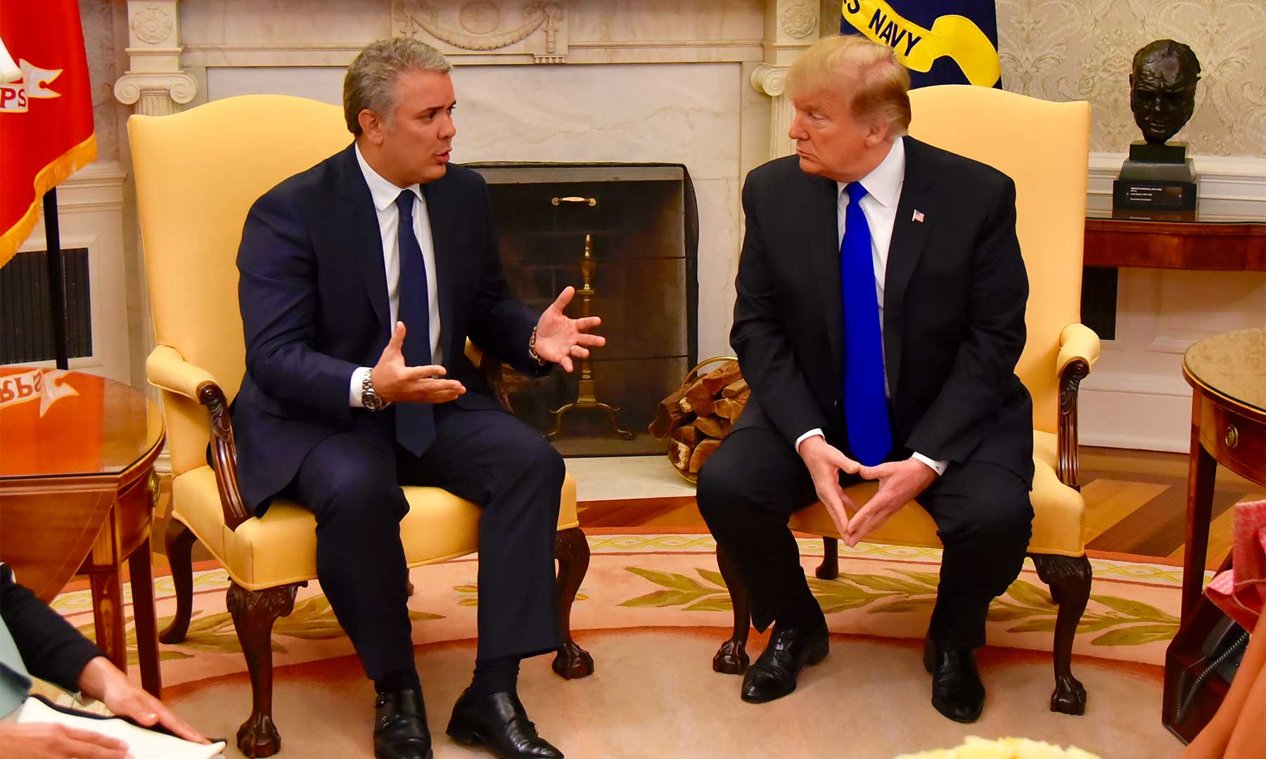 En el encuentro, el Presidente de Colombia Iván Duque Márquez, explicó a su homólogo norteamericano Donald Trump la estrategia de “Ruta Futuro”, puesta en marcha por el Gobierno colombiano para enfrentar el problema de las drogas ilícitas, donde se desprende que los dos gobernantes comparten una visión clara sobre el tema.