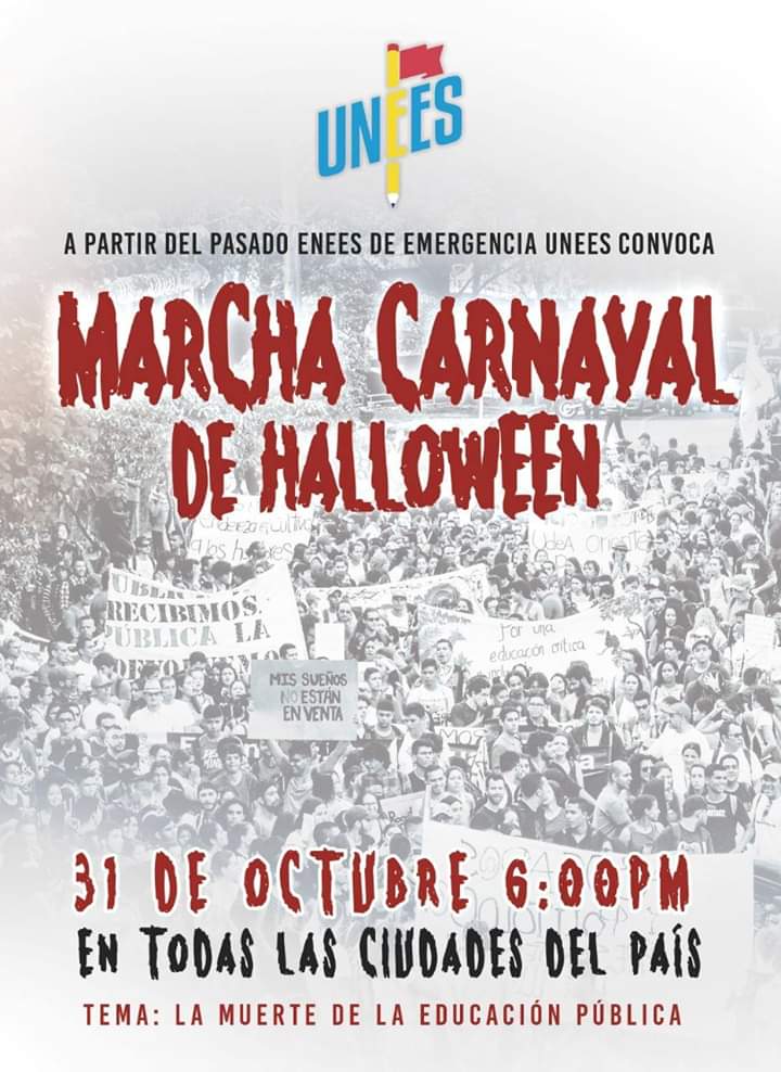 Luego de las dos masivas movilizaciones los estudiantes se preparan nuevamente para salir a marchar. Este 31 de octubre saldrán a las calles del país vestidos de zombies para representar la muerte de la educación pública en Colombia.
