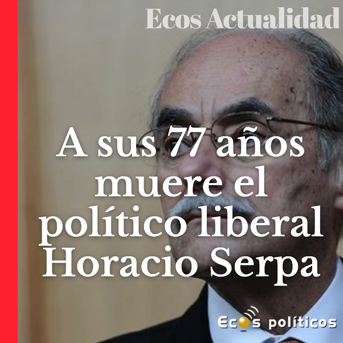 La noticia del fallecimiento de Horacio Serpa Uribe, nos inunda de tristeza a toda la casa periodistica de ECOS. A Rosita, sus hijos, el senador Horacio José, Sandrita y Rosita, sus nietos y demás familia, nuestro sentimiento de solidaridad.