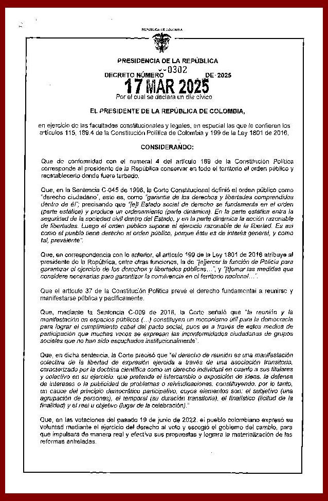 Decreto 0302 del 17 de marzo de 2025